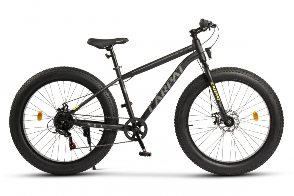 Bicicleta Fat Bike Carpat Aventus C26217A NegruGriVerde, roti 26 inch, inaltime utilizator 150-195 cm, greutate suportata 120 kg
