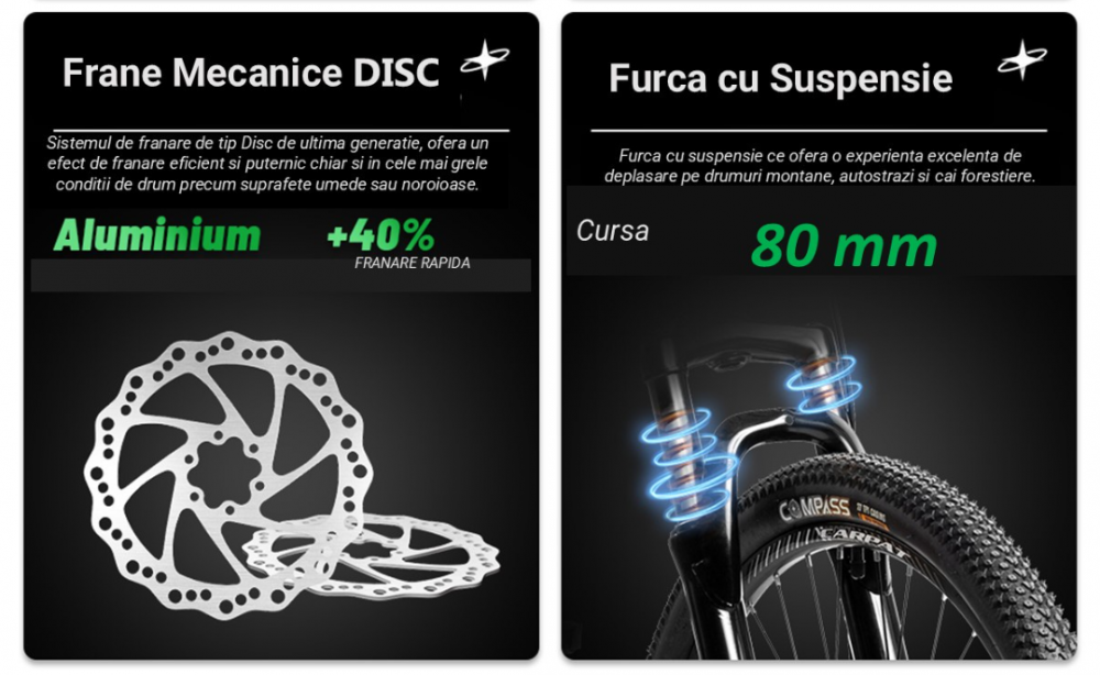 Bicicleta MTB-Full Suspenion Carpat City Cross 2.6 C26207G NegruGriPortocaliu, roti 26 inch, inaltime utilizator 150-165 cm, greutate suportata 100 kg - 3