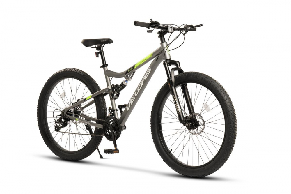 Bicicleta MTB-Full Suspension Fat Bike Velors Dynamic V27304AG GriAlbVerde roti 27.5 inch inaltime utilizator 160-175 cm greutate suportata 120 kg
