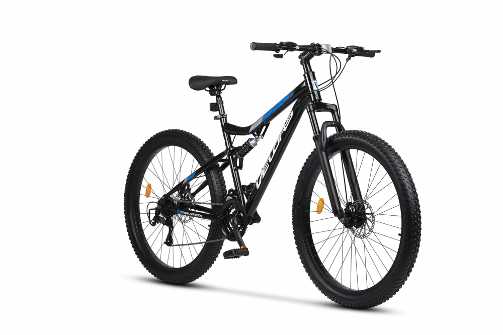 Bicicleta MTB-Full Suspension Fat Bike Velors Dynamic V27304AG NegruAlbastruGri roti 27.5 inch schimbator Carpat 21 viteze frane pe disc