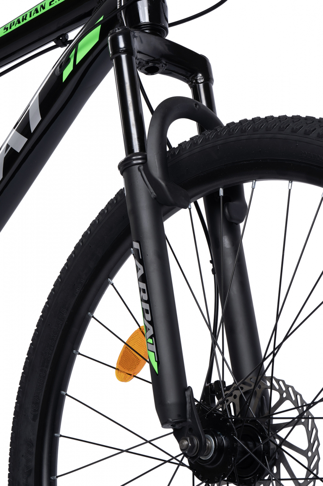 Bicicleta MTB-HT Carpat Spartan C27581A NegruArgintiuVerde, schimbator Index HE-M50 7 viteze, roti 27,5 inch, cadru aluminiu, frane pe disc, inaltime utilizator 165-180 cm, greutate suportata 120 kg - 1 | YEO