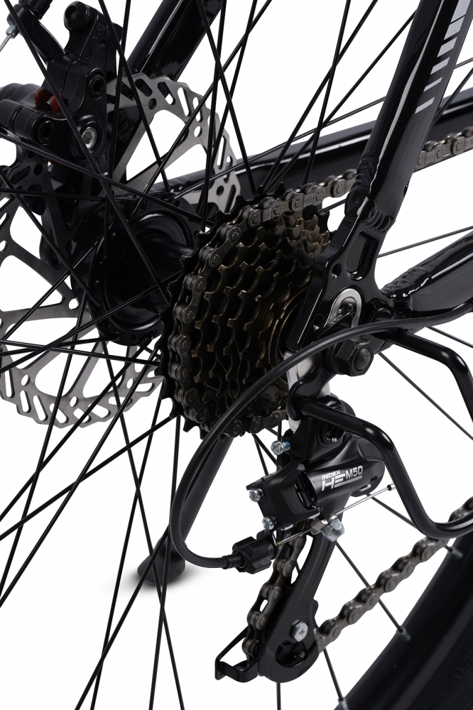 Bicicleta MTB-HT Carpat Spartan C27581A NegruArgintiuVerde, schimbator Index HE-M50 7 viteze, roti 27,5 inch, cadru aluminiu, frane pe disc, inaltime utilizator 165-180 cm, greutate suportata 120 kg - 2