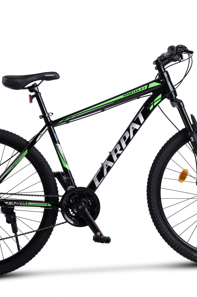 Bicicleta MTB-HT Carpat Spartan C27581A NegruArgintiuVerde, schimbator Index HE-M50 7 viteze, roti 27,5 inch, cadru aluminiu, frane pe disc, inaltime utilizator 165-180 cm, greutate suportata 120 kg - 4