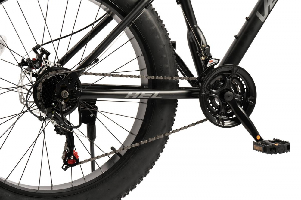 Bicicleta MTB-HT Fat Bike Velors Hercules V2619D NegruGri, roti 26 inch, 21 Viteze, Echipare Shimano, Frane Disc, Cauciucuri Late 26x4.0 - 4