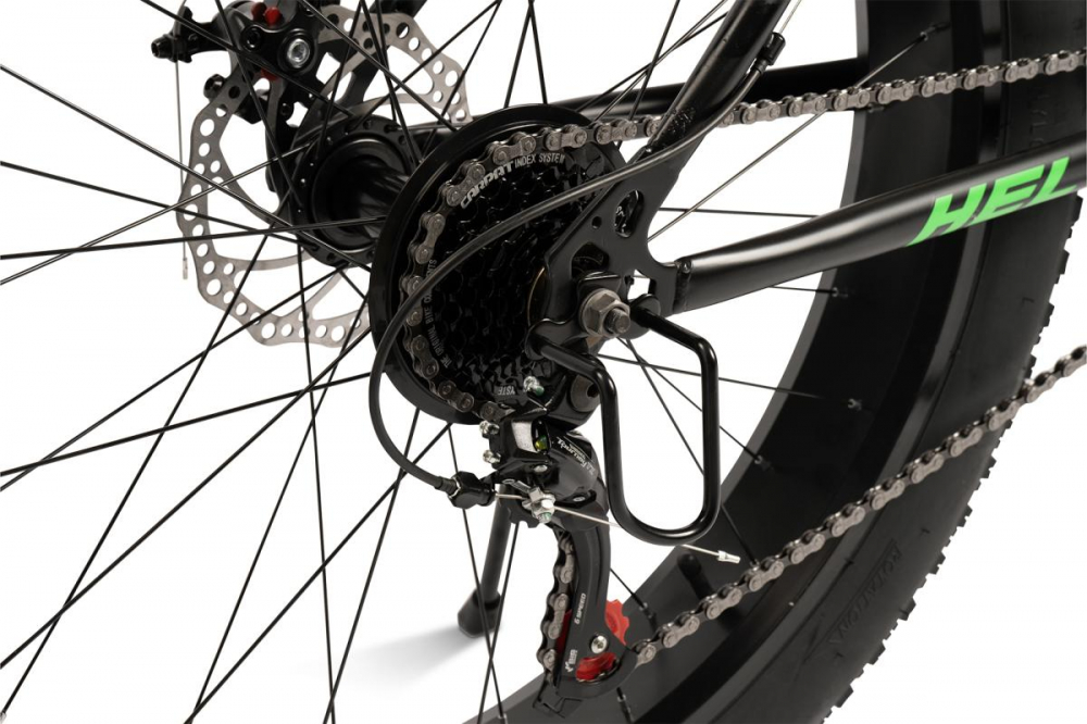 Bicicleta MTB-HT Fat Bike Velors Hercules V2619D NegruVerde, roti 26 inch, 21 viteze, echipare Shimano, frane disc, Cauciucuri Late 26x4.0 - 3