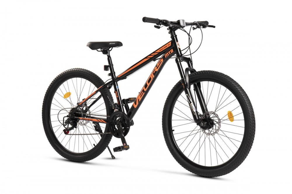Bicicleta MTB-HT Velors Challenge 2.6 V2610A NegruPortocaliu roti 26 inch inaltime utilizator 155-165 cm greutate suportata 120 kg
