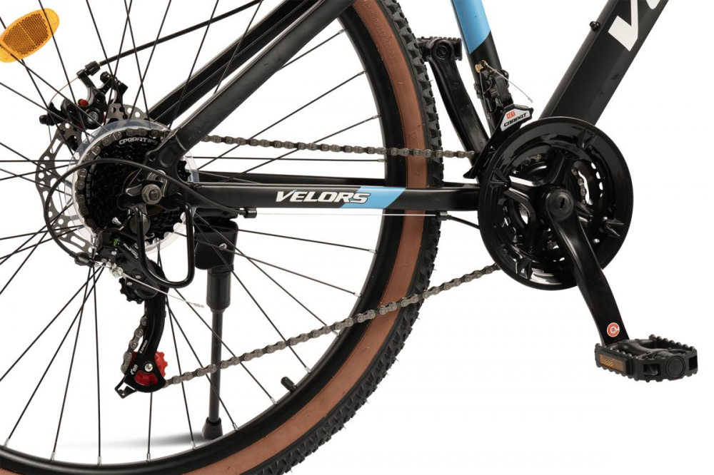 Bicicleta MTB-HT Velors Forest 2.7 V27302B NegruAlbAlbastru, roti 27 inch, 21 viteze, echipare Shimano, frane disc, cabluri integrate - 4