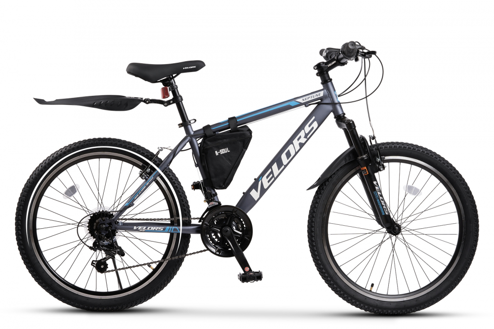 Bicicleta MTB-HT Velors Neptune 2.4 V24215G GriAlbastru roti 24 inch 21 viteze greutate suportata 80 kg