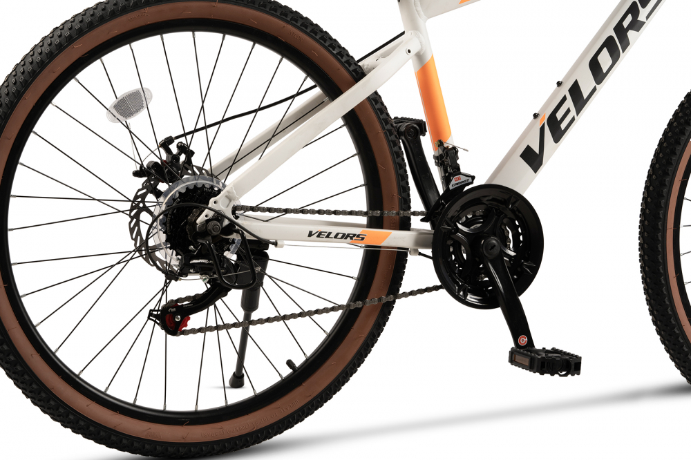 Bicicleta MTB-HT Velors Venus 2.6 V26302G AlbNegruPortocaliu, roti 26 inch, cadru din aluminiu, inaltime utilizator 150-165cm, greutate suportata 120 kg - 4