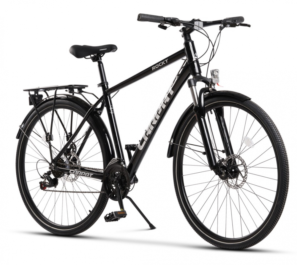 Bicicleta MTB-TREKKING Carpat Rocky C28281G NegruGri Schimbator Shimano Tourney 21 viteze Cadru Aluminiu Roti 28 inch Frane Mecanice Disc