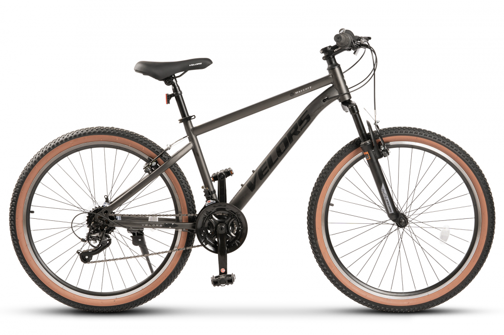 Bicicleta MTB Velors Mercury V26301G GriNegru, Schimbator spate Carpat, Roti 26 Inch, Manete Schimbator Rotative, 21 viteze, Frane Mecanice Disc fataspate