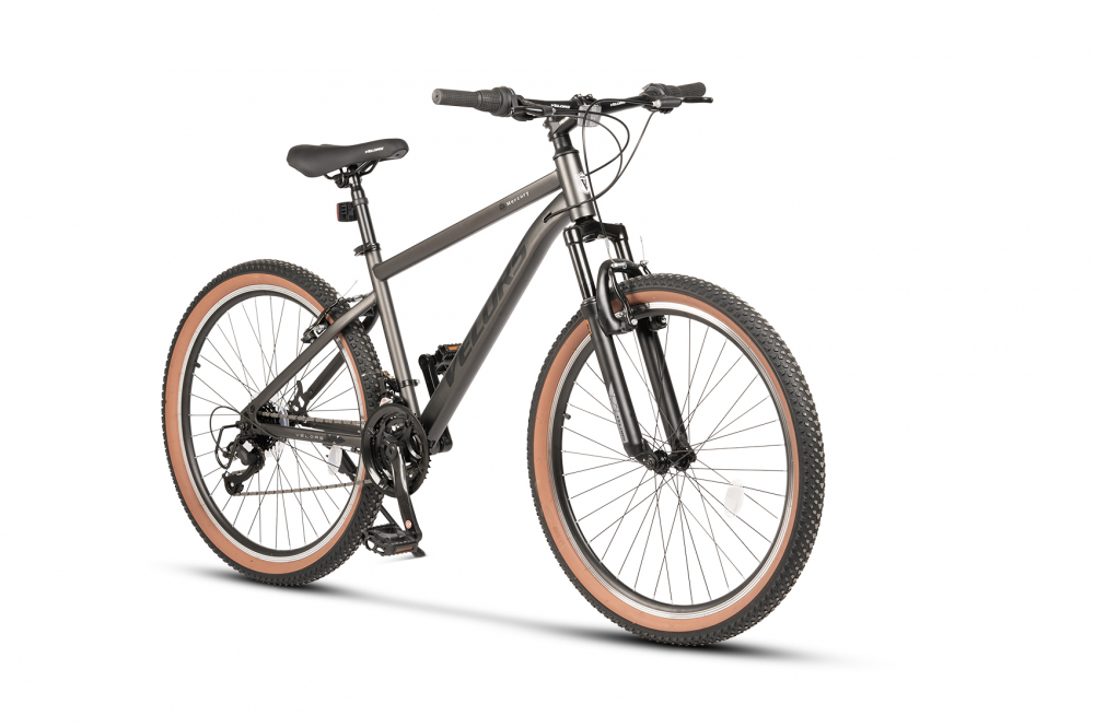 Bicicleta MTB Velors Mercury V26301G GriNegru Schimbator spate Carpat Roti 26 Inch Manete Schimbator Rotative 21 viteze Frane Mecanice Disc fataspate