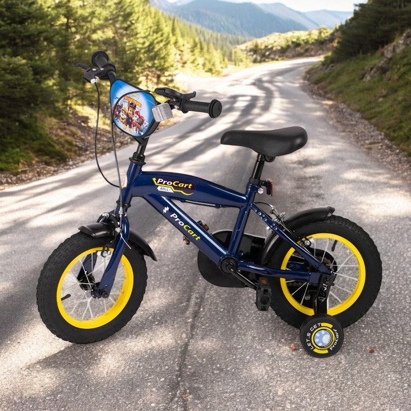 Bicicleta pentru copii Procart Paw Patrol 12 inch, cadru otel, inaltime reglabila, v-brake, stop si far, roti ajutatoare - 2 | YEO