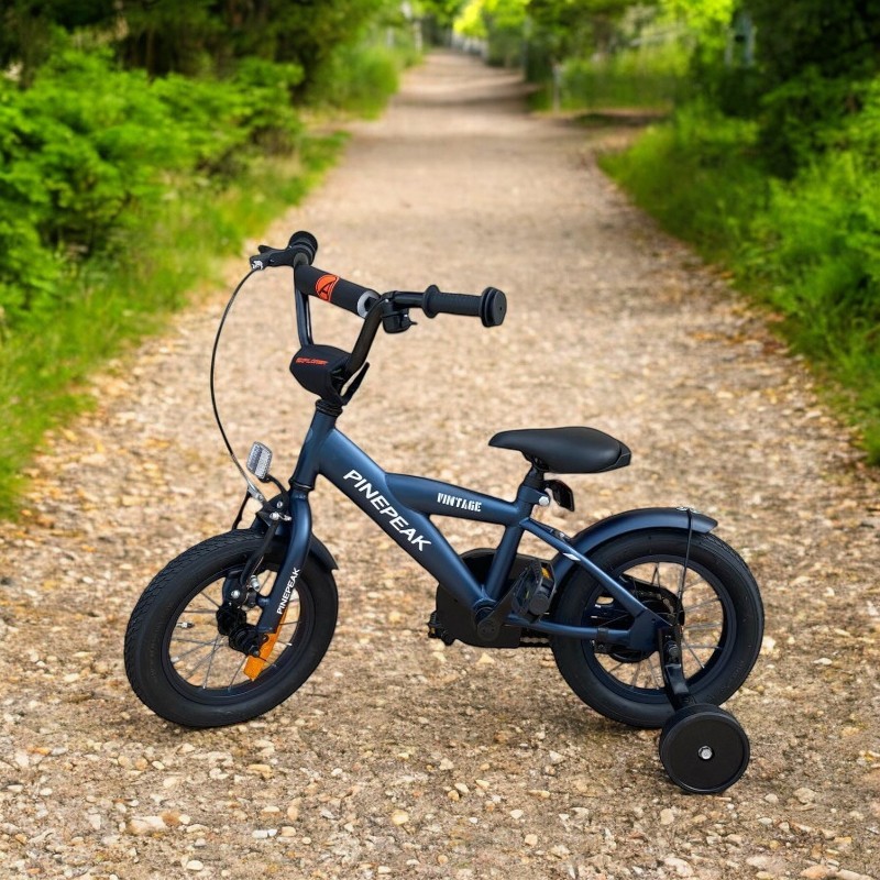 Bicicleta pentru copii Procart Albastru cadru din otel, roti 12 inch, reglare inaltime, frana v-brake, stop si far, roti ajutatoare - 1 | YEO