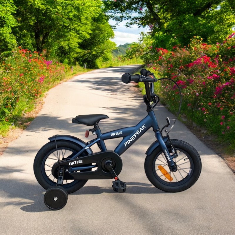 Bicicleta pentru copii Procart Albastru cadru din otel, roti 12 inch, reglare inaltime, frana v-brake, stop si far, roti ajutatoare - 6