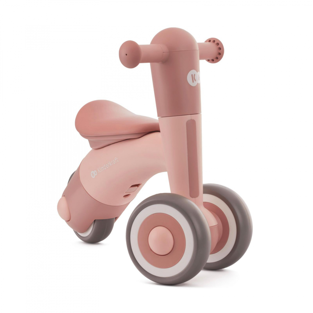 Tricicleta copii de echilibru Kinderkraft Minibi candy pink, varsta 1- 3 ani, inaltimea de la sol la sa 24-27 cm, Roti spuma EVA, cadru PP, limitarea unghiului de viraj al ghidonului - 7