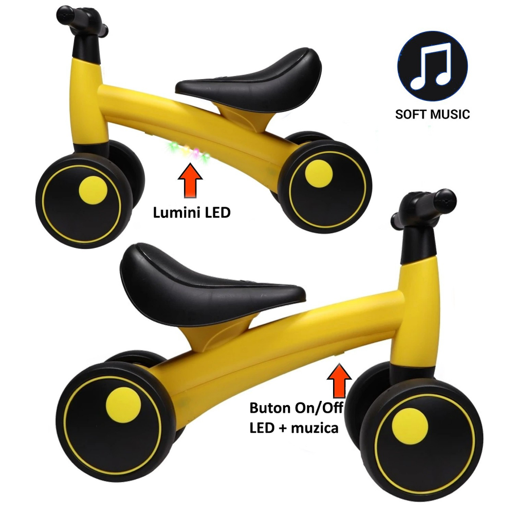 Vehicul pentru copii Procart cu 4 roti, luminite led, muzica, 1-3 ani - 1