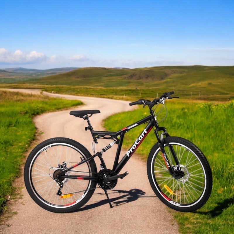 Bicicleta Procart MTB Rosu full suspension, 26 inch, 21 viteze, sistem de franare pe disc, cadru otel - 2 | YEO