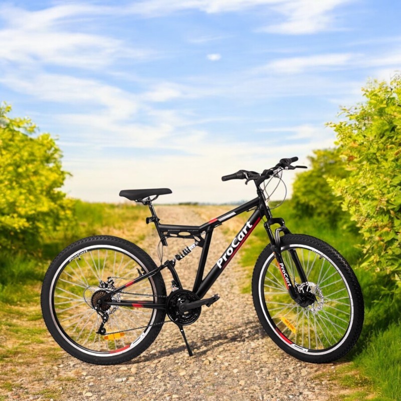 Bicicleta Procart MTB Rosu full suspension, 26 inch, 21 viteze, sistem de franare pe disc, cadru otel - 4
