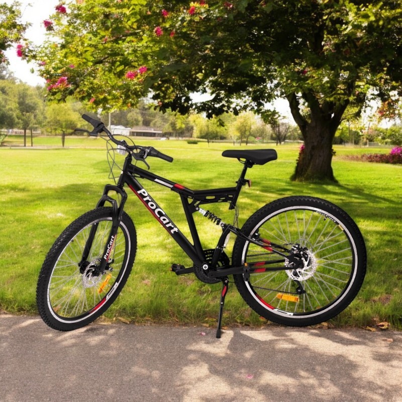 Bicicleta Procart MTB Rosu full suspension, 26 inch, 21 viteze, sistem de franare pe disc, cadru otel - 5