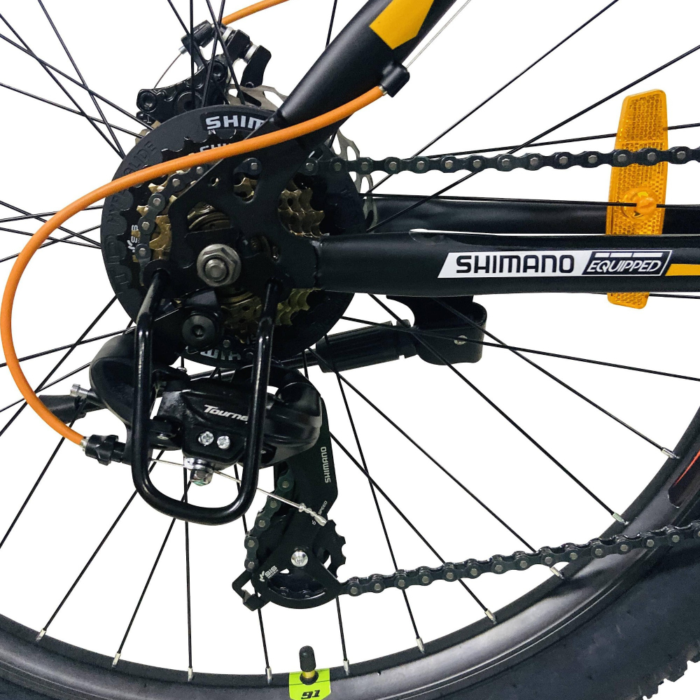 Bicicleta MTB Negru-Portocaliu roti 27.5 inch, 21 viteze, schimbator shimano, frane pe disc - 1 | YEO
