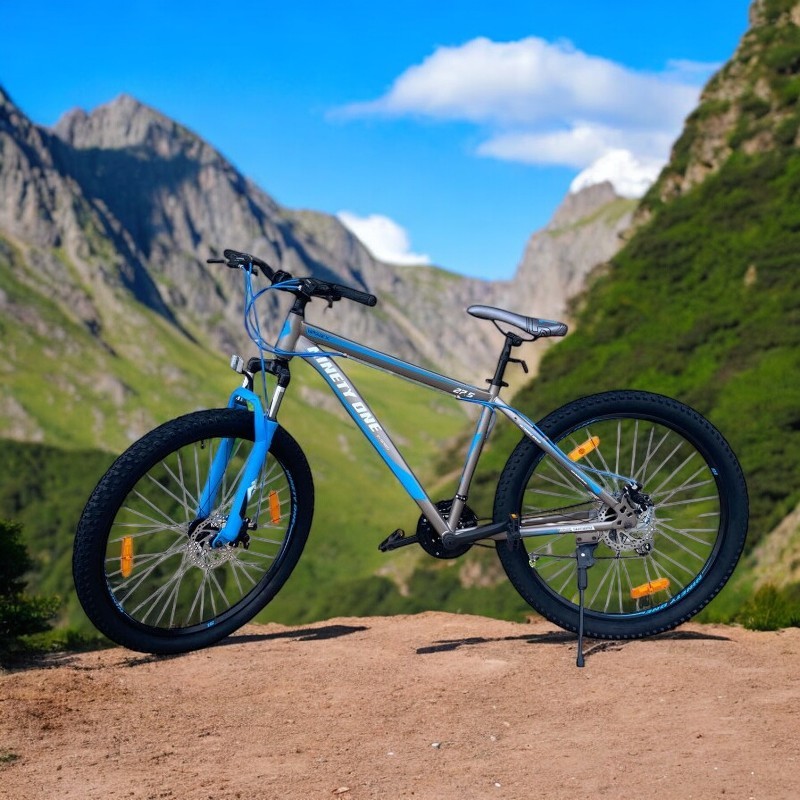 Bicicleta MTB GriAlbastru roti 27.5 inch, 21 viteze, schimbator shimano, frane pe disc, suspensii fata - 1 | YEO