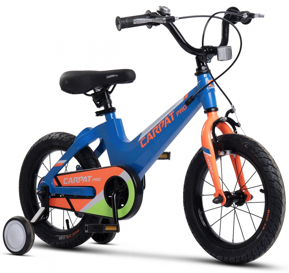 Bicicleta pentru copii Carpat PRO C14122B AlbastruPortocaliu roti 14 inch inaltime utilizator 75-100 cm greutate suportata 50 kg