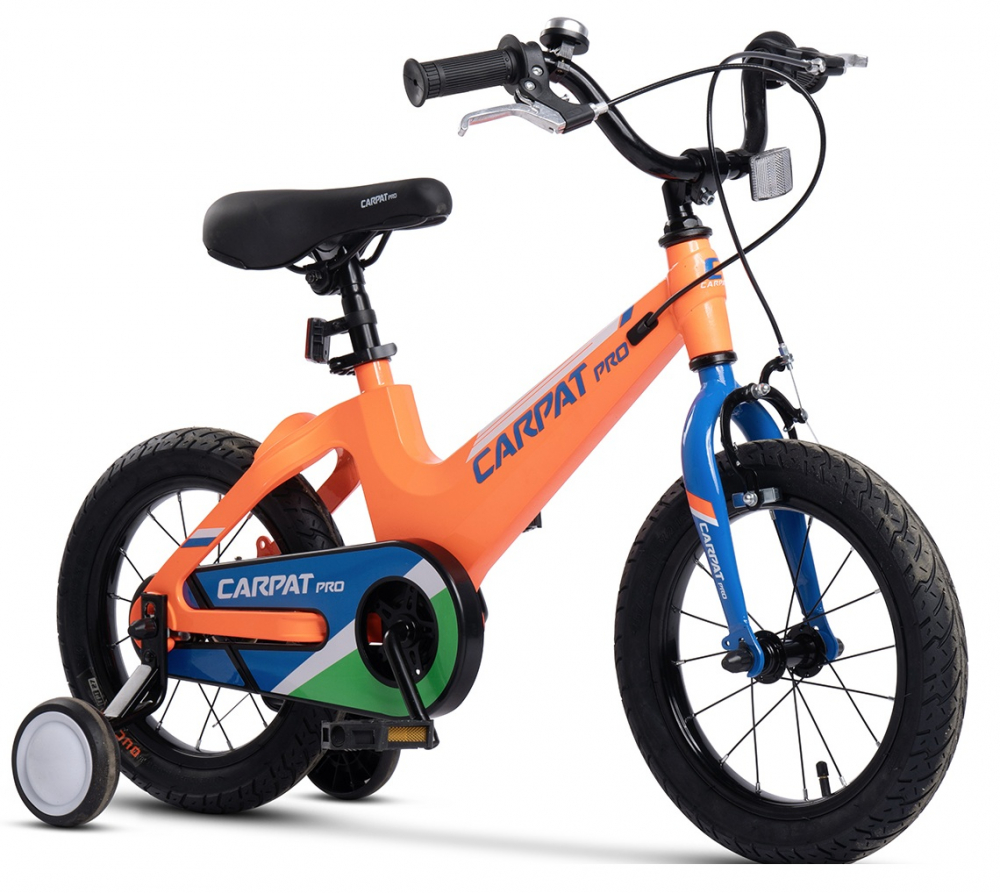 Bicicleta pentru copii Carpat PRO C16122B PortocaliuAlbastru roti 16 inch inaltime 100-115 cm greutate suportata 50 kg