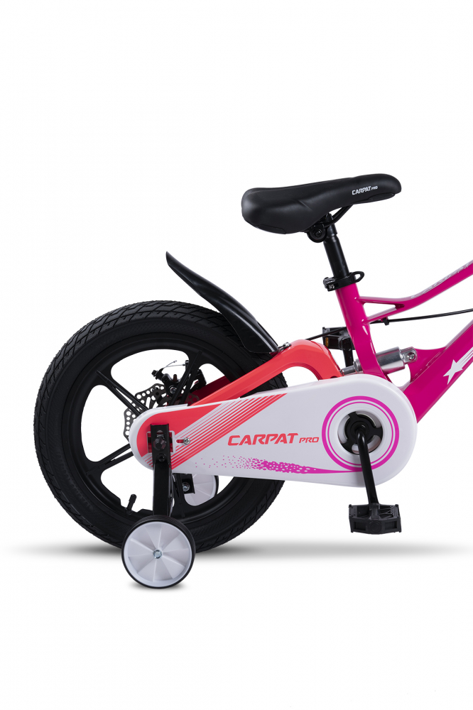Bicicleta pentru copii Carpat PRO C16144B 16 inch FucsiaRoz 4-6 ani Cadru aluminiu cu Suspensie, Frane mecanice disc, Aparatoare lant, Janta Magneziu, Aparatori noroi fataspate, Sonerie - 2
