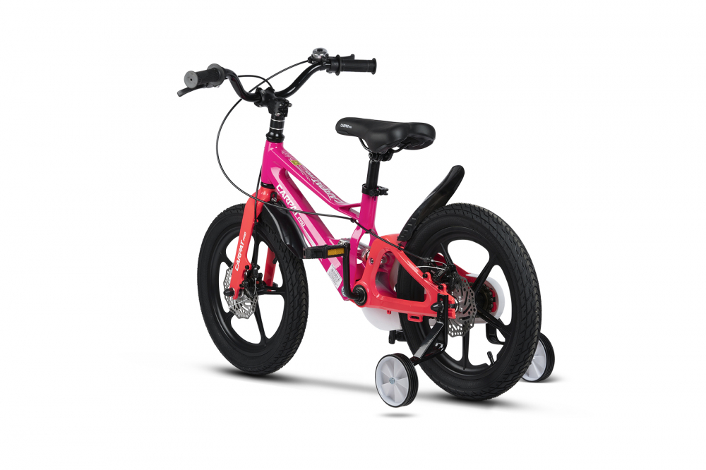 Bicicleta pentru copii Carpat PRO C16144B 16 inch FucsiaRoz 4-6 ani Cadru aluminiu cu Suspensie, Frane mecanice disc, Aparatoare lant, Janta Magneziu, Aparatori noroi fataspate, Sonerie - 3