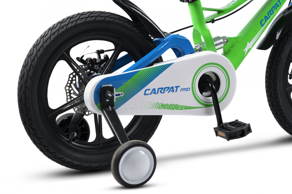 Bicicleta pentru copii Carpat PRO C18144B 18 inch VerdeAlbastru 5-7 ani Cadru aluminiu cu Suspensie, Frana spate tambur, frana fata V-Brake, Aparatoare lant, Janta Magneziu, Aparatori noroi fataspate, Sonerie - 2