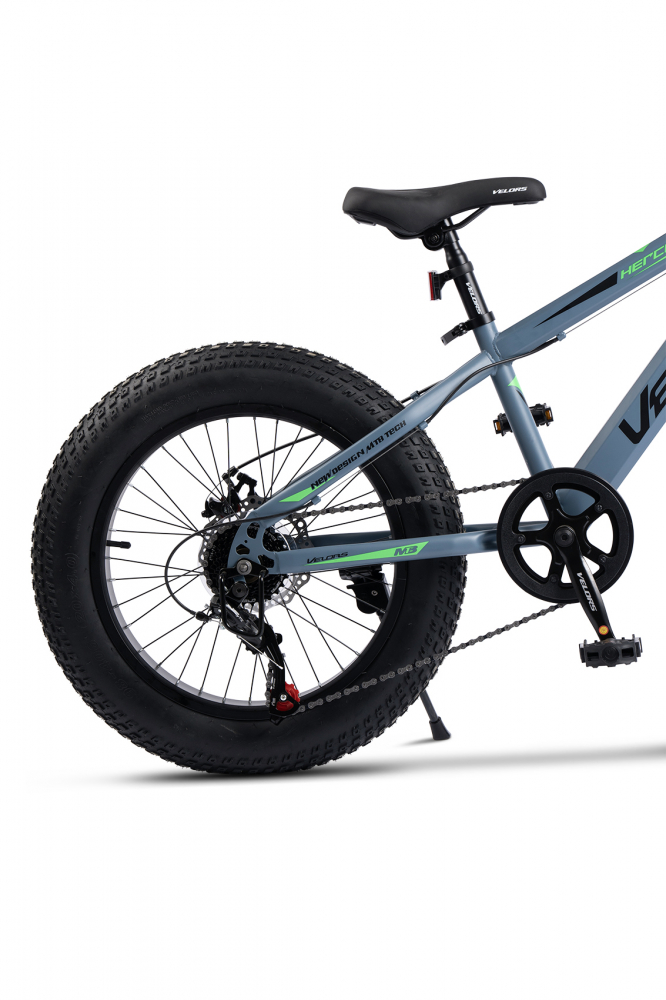 Bicicleta pentru copii Fat Bike Velors Hercules V20235D GriVerde, 20 inch, Echipare Shimano, 7 viteze, inaltime utilizator 110-150 cm, greutate suportata 80 kg - 2