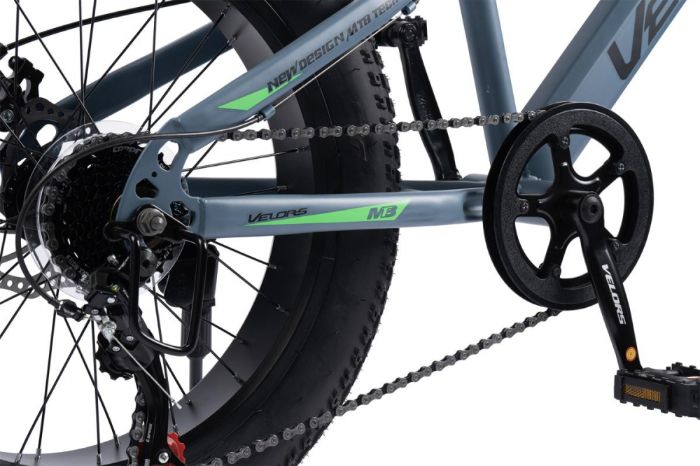Bicicleta pentru copii Fat Bike Velors Hercules V20235D GriVerde, 20 inch, Echipare Shimano, 7 viteze, inaltime utilizator 110-150 cm, greutate suportata 80 kg - 4