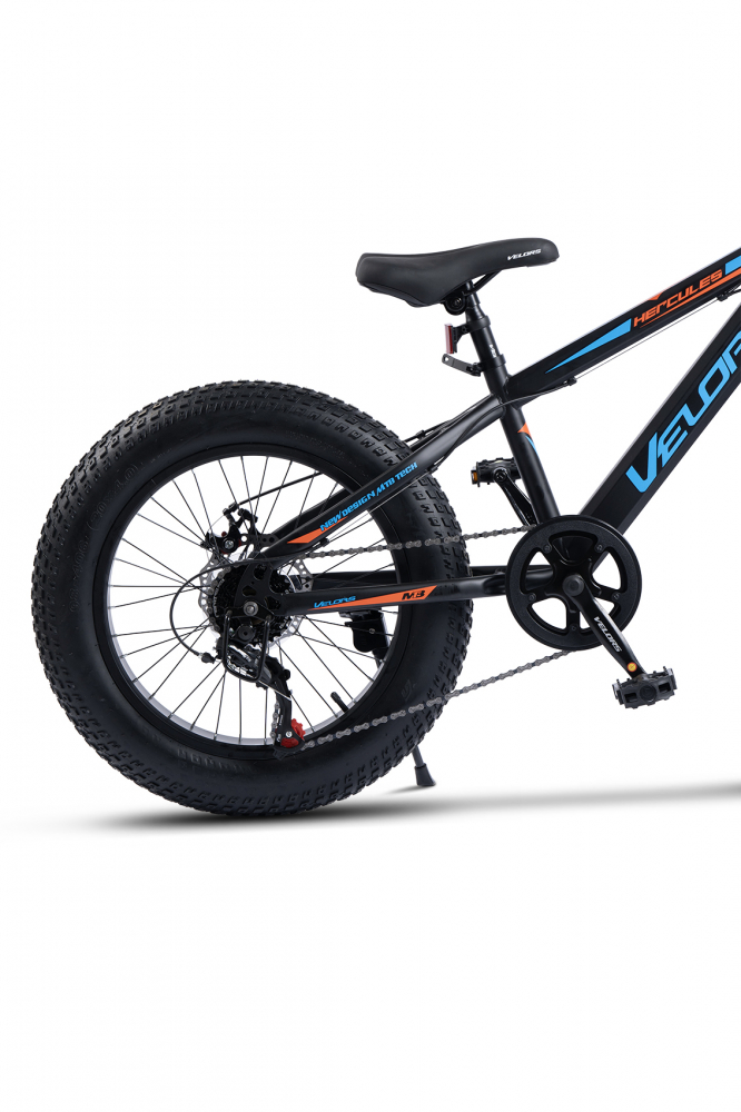 Bicicleta pentru copii Fat Bike Velors Hercules V20235D NegruAlbastruPortocaliu 20 inch, Echipare Shimano, 7 Viteze, inaltime utilizator 110-150 cm, greutate suportata 80 kg - 2