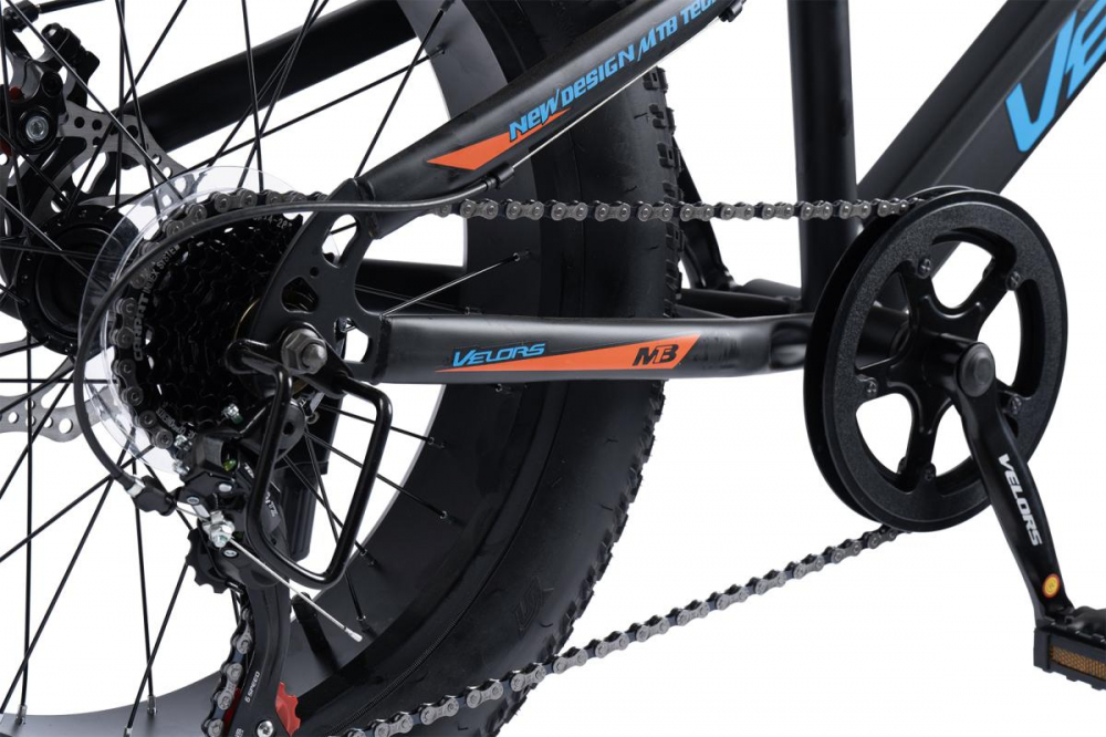 Bicicleta pentru copii Fat Bike Velors Hercules V20235D NegruAlbastruPortocaliu 20 inch, Echipare Shimano, 7 Viteze, inaltime utilizator 110-150 cm, greutate suportata 80 kg - 4