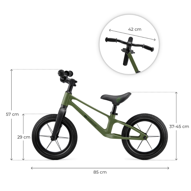 Bicicleta pentru copii Kinderkraft Eter Green fara pedale, roti 12 inch, scaun ergonomic reglabil, greutate admisa 35 kg - 2