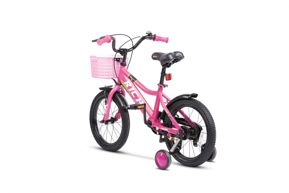 Bicicleta pentru copii Rich Bike R1405A RozAlb, roti 14 inch, frana fata V-Brake, frana spate tambur, roti ajutatoare, greutate utilizator 40 kg - 5
