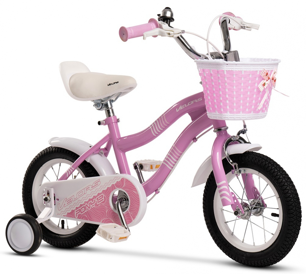 Bicicleta pentru copii Velors V1404B roz roti 14 inch inaltime utilizator 90-105 cm greutate suportata 80 kg