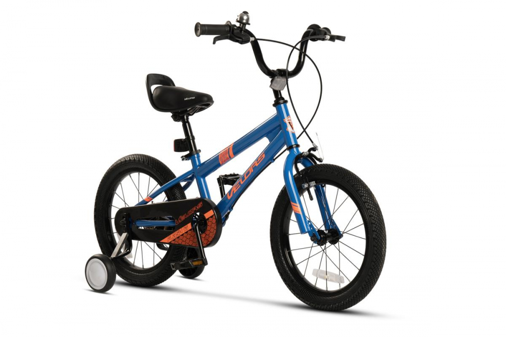 Bicicleta pentru copii Velors V1603B AlbastruPortocaliu roti 16 inch inaltime utilizator 100-115 cm greutate suportata 60 kg