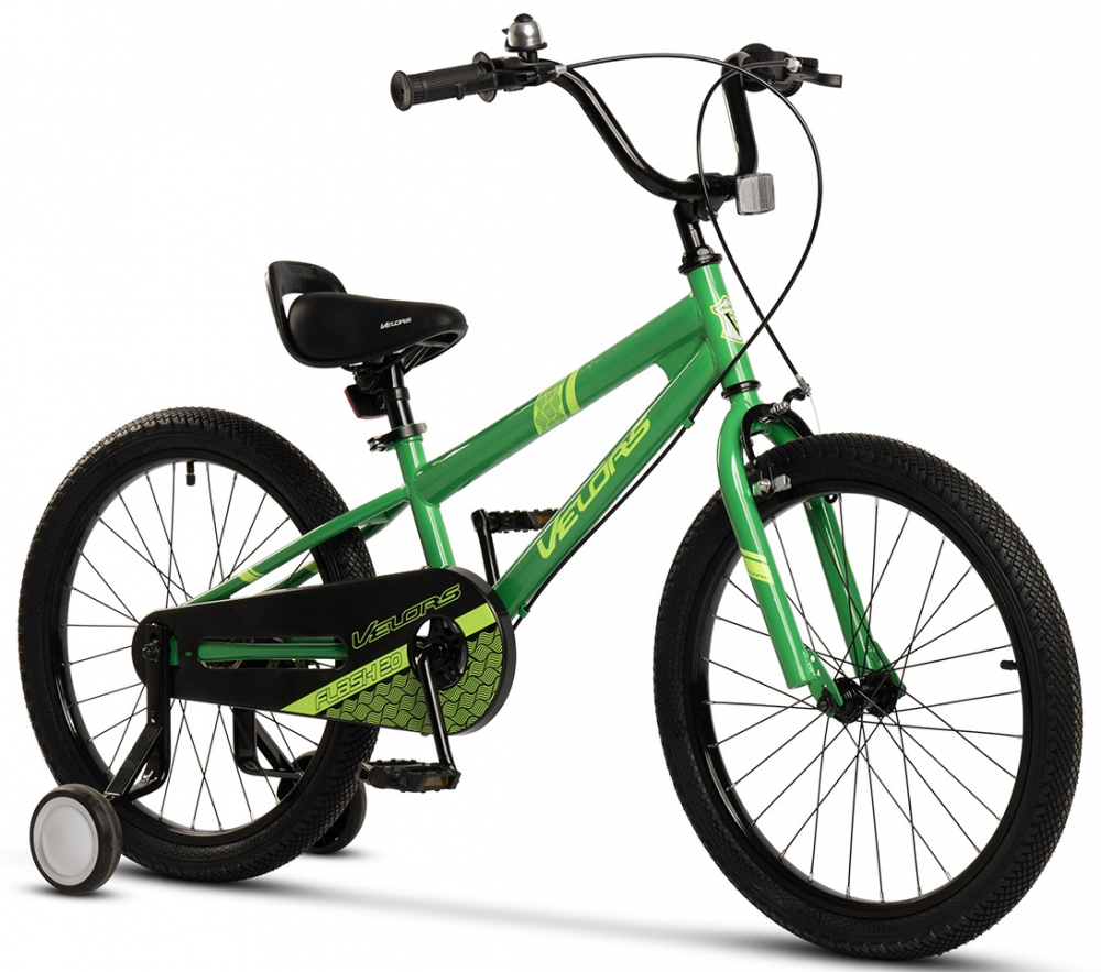 Bicicleta pentru copii Velors V2003B VerdeNegru roti 20 inch inaltime utilizator 120-135 cm greutate suportata 80 kg