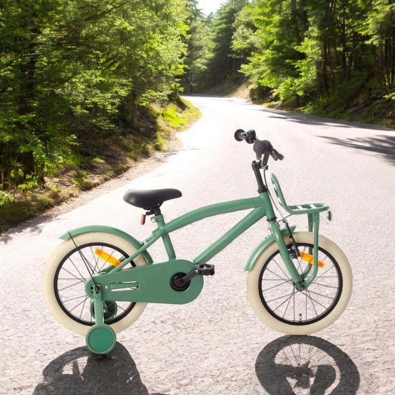 Bicicleta pentru copii Procart Verde 16 inch, reglabila pe inaltime, v-brake, cadru otel, roti ajutatoare, far si stop - 3