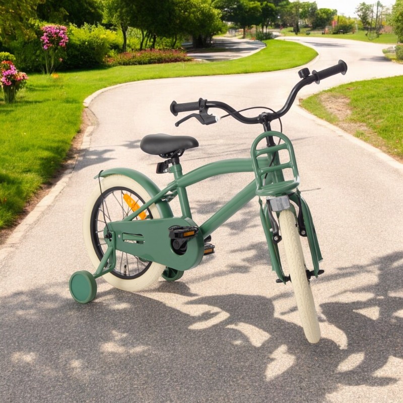 Bicicleta pentru copii Procart Verde 16 inch, reglabila pe inaltime, v-brake, cadru otel, roti ajutatoare, far si stop - 4