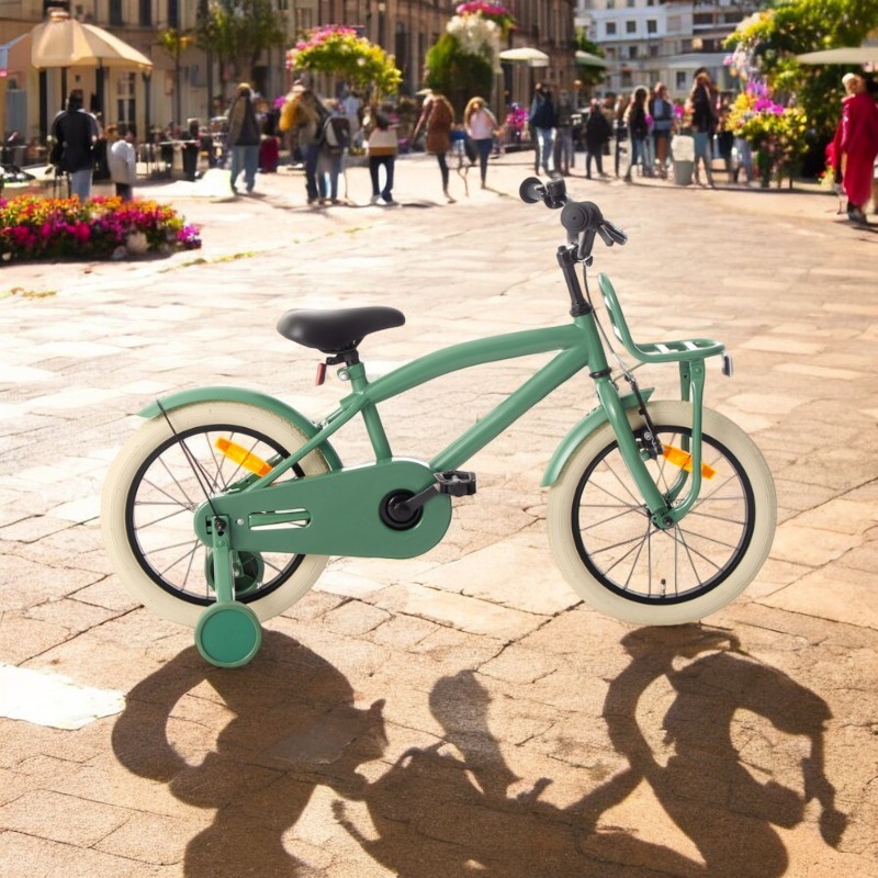 Bicicleta pentru copii Procart Verde 16 inch, reglabila pe inaltime, v-brake, cadru otel, roti ajutatoare, far si stop - 6