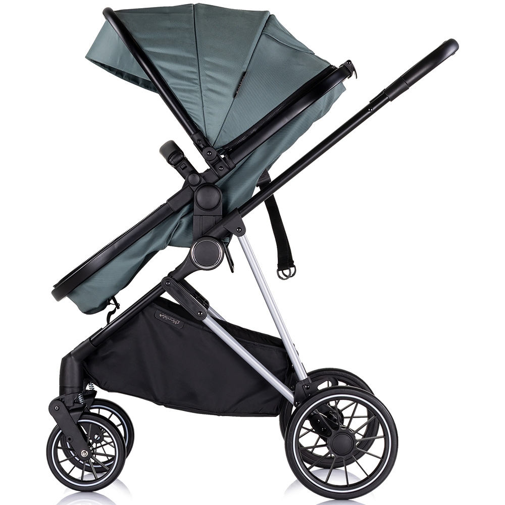 Carucior pentru copii Chipolino Aura 2 in 1 basil cu suspensii, spatar reglabil, sezut reversibil, accesorii incluse, greutate maxim admisa 22 kg - 2