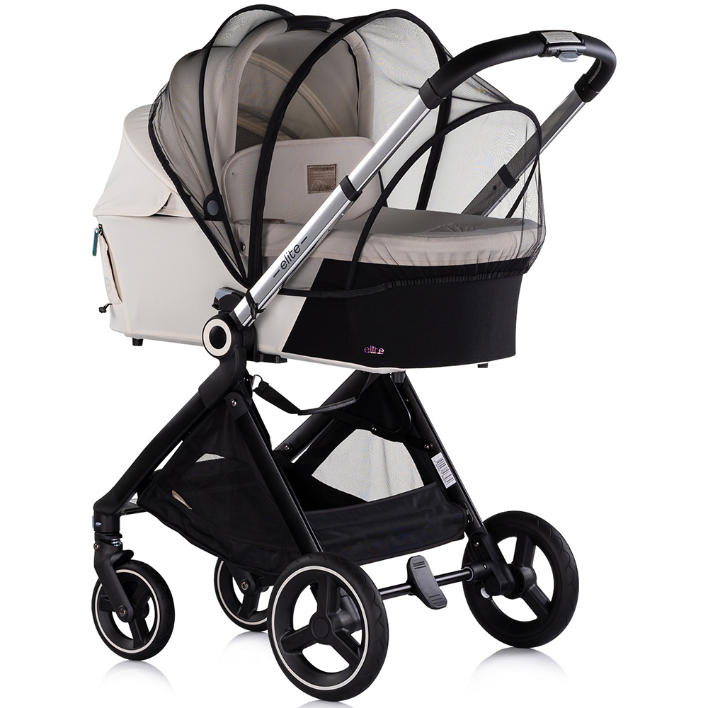 Carucior pentru copii Chipolino Elite 3 in 1 biscotta cu spatar reglabil, suspensii, maner ajustabil, suport picioare reglabil si accesorii - 11