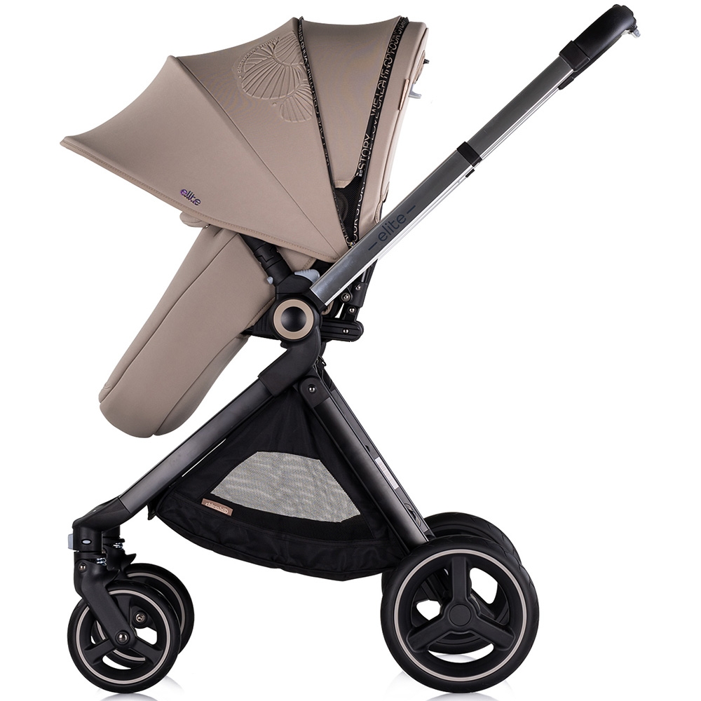 Carucior pentru copii Chipolino Elite 3 in 1 tiramisu cu spatar reglabil, suspensii, maner ajustabil, suport picioare reglabil si accesorii - 2 | YEO