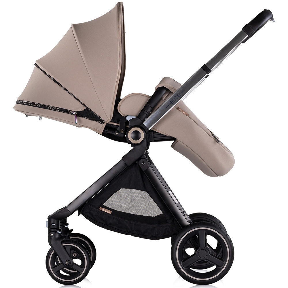 Carucior pentru copii Chipolino Elite 3 in 1 tiramisu cu spatar reglabil, suspensii, maner ajustabil, suport picioare reglabil si accesorii - 3 | YEO