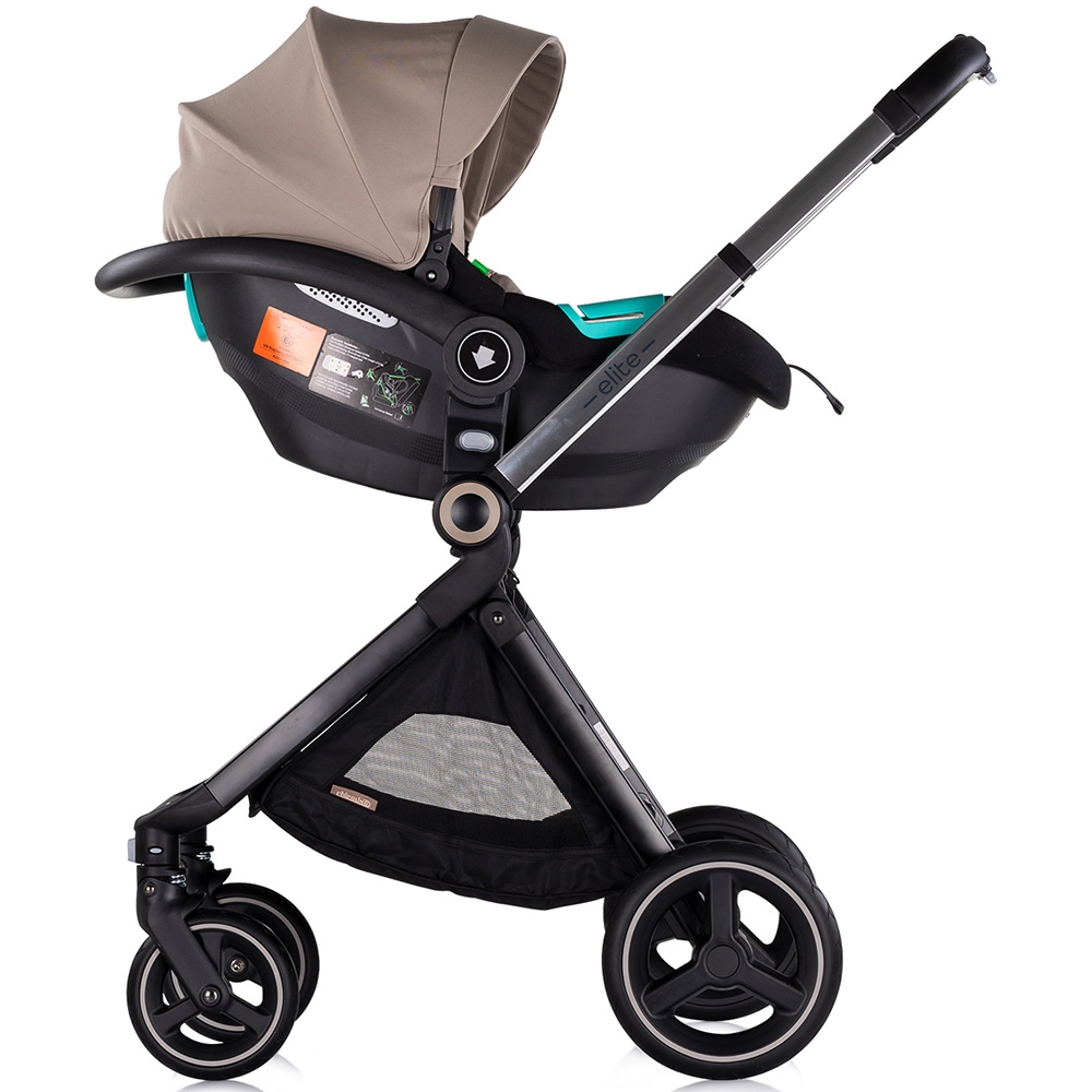 Carucior pentru copii Chipolino Elite 3 in 1 tiramisu cu spatar reglabil, suspensii, maner ajustabil, suport picioare reglabil si accesorii - 4 | YEO