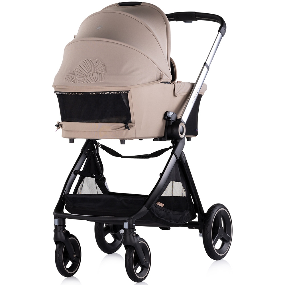 Carucior pentru copii Chipolino Elite 3 in 1 tiramisu cu spatar reglabil, suspensii, maner ajustabil, suport picioare reglabil si accesorii - 6