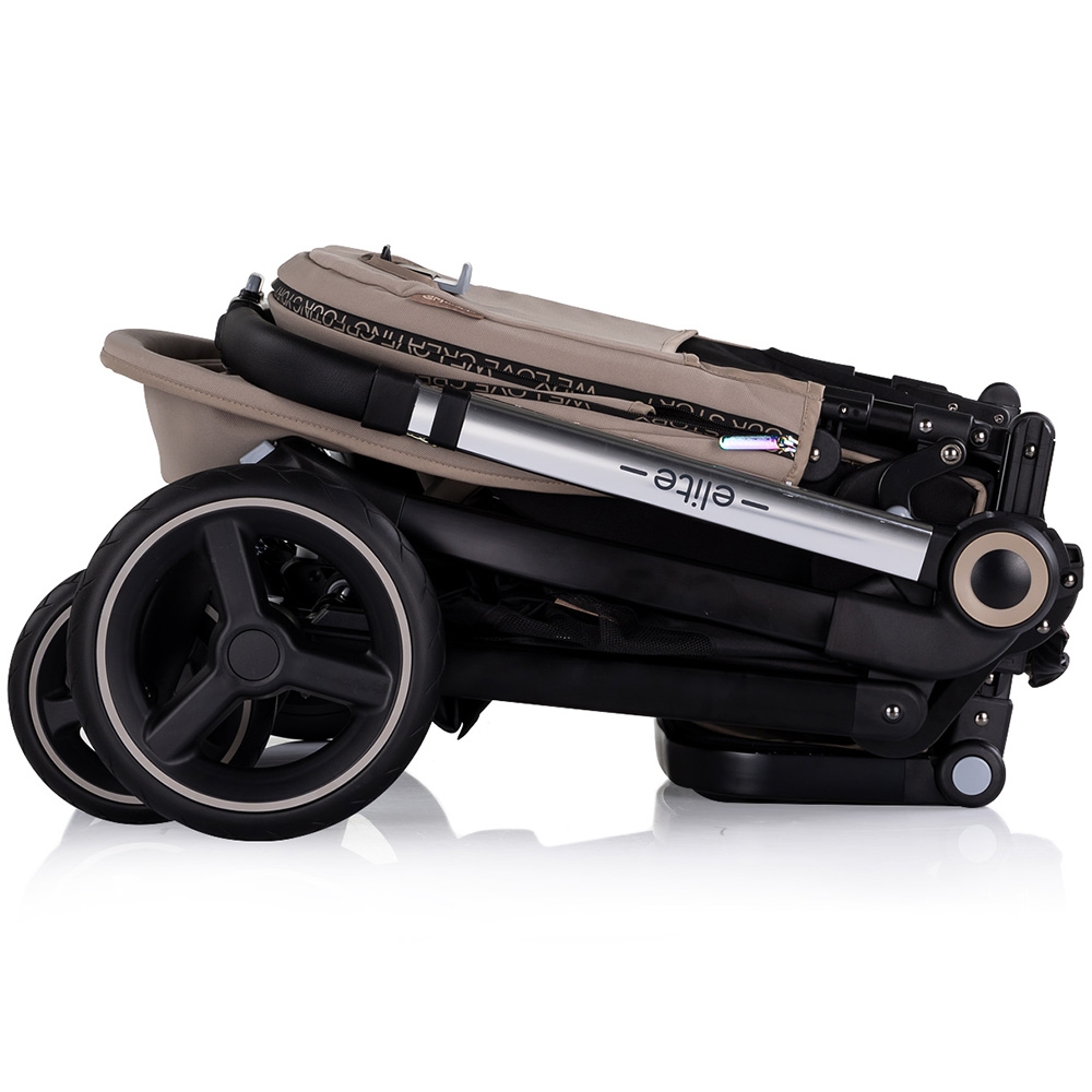 Carucior pentru copii Chipolino Elite 3 in 1 tiramisu cu spatar reglabil, suspensii, maner ajustabil, suport picioare reglabil si accesorii - 7